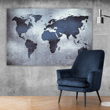 Lade das Bild in den Galerie-Viewer, Acrylglasbild Weltkarte metallisch Querformat