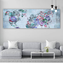Lade das Bild in den Galerie-Viewer, Poster Weltkarte aus Passstempeln Panorama