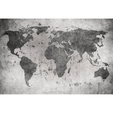 Lade das Bild in den Galerie-Viewer, Leinwandbild Weltkarte Grunge Grau Querformat