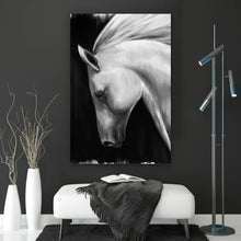 Lade das Bild in den Galerie-Viewer, Leinwandbild Weisser Hengst Digital Art Hochformat