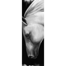 Lade das Bild in den Galerie-Viewer, Leinwandbild Weisser Hengst Digital Art Panorama Hoch