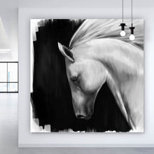 Lade das Bild in den Galerie-Viewer, Leinwandbild Weisser Hengst Digital Art Quadrat