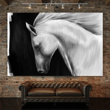 Lade das Bild in den Galerie-Viewer, Spannrahmenbild Weisser Hengst Digital Art Querformat