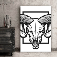 Lade das Bild in den Galerie-Viewer, Aluminiumbild Widder Schädel Illustration Hochformat