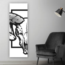Lade das Bild in den Galerie-Viewer, Leinwandbild Widder Schädel Illustration Panorama Hoch