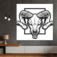 Lade das Bild in den Galerie-Viewer, Spannrahmenbild Widder Schädel Illustration Quadrat