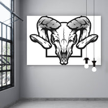 Lade das Bild in den Galerie-Viewer, Aluminiumbild Widder Schädel Illustration Querformat
