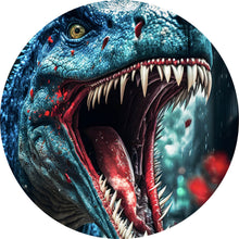 Lade das Bild in den Galerie-Viewer, Aluminiumbild gebürstet Wilder Dinosaurier Digital Art Kreis