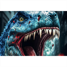 Lade das Bild in den Galerie-Viewer, Leinwandbild Wilder Dinosaurier Digital Art Querformat