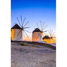 Lade das Bild in den Galerie-Viewer, Leinwandbild Windmühlen auf der Insel Mykonos Hochformat