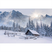 Lade das Bild in den Galerie-Viewer, Aluminiumbild gebürstet Winter Idylle Querformat