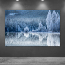 Lade das Bild in den Galerie-Viewer, Poster Winterlandschaft am See Querformat