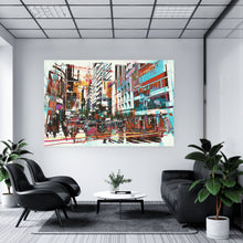 Lade das Bild in den Galerie-Viewer, Leinwandbild Wohnviertel Abstrakt Querformat