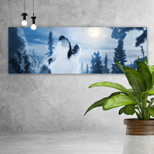 Lade das Bild in den Galerie-Viewer, Acrylglasbild Wolf der zum Mond heult Panorama