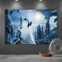 Lade das Bild in den Galerie-Viewer, Poster Wolf der zum Mond heult Querformat