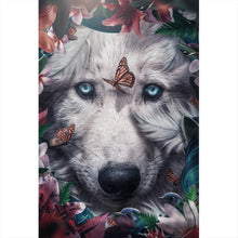 Lade das Bild in den Galerie-Viewer, Spannrahmenbild Wolf Floral Hochformat