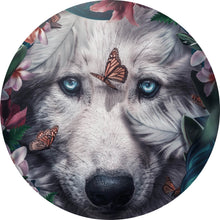Lade das Bild in den Galerie-Viewer, Aluminiumbild Wolf Floral Kreis
