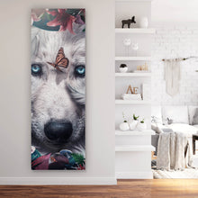 Lade das Bild in den Galerie-Viewer, Leinwandbild Wolf Floral Panorama Hoch