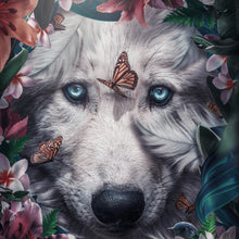 Lade das Bild in den Galerie-Viewer, Leinwandbild Wolf Floral Quadrat