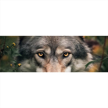 Lade das Bild in den Galerie-Viewer, Leinwandbild Wolf im Wald der Blumen Panorama