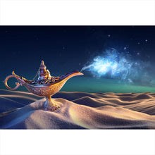 Lade das Bild in den Galerie-Viewer, Spannrahmenbild Wunderlampe in der Wüste bei Nacht Querformat