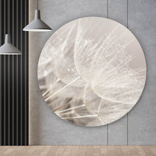 Lade das Bild in den Galerie-Viewer, Aluminiumbild gebürstet Zarte Pusteblume mit Rauhreif in Pastelltönen Kreis