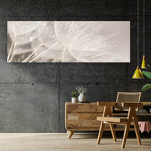 Lade das Bild in den Galerie-Viewer, Spannrahmenbild Zarte Pusteblume mit Rauhreif in Pastelltönen Panorama