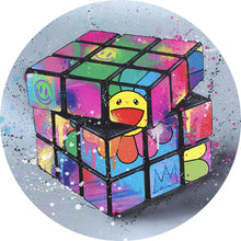 Lade das Bild in den Galerie-Viewer, Aluminiumbild gebürstet Zauberwürfel Pop Art No.1 Kreis