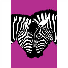 Lade das Bild in den Galerie-Viewer, Leinwandbild Zebrapaar Pink Hochformat
