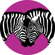 Lade das Bild in den Galerie-Viewer, Aluminiumbild gebürstet Zebrapaar Pink Kreis