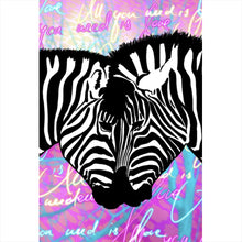 Lade das Bild in den Galerie-Viewer, Leinwandbild Zebras All you need is love Hochformat