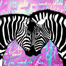 Lade das Bild in den Galerie-Viewer, Leinwandbild Zebras All you need is love Quadrat