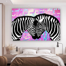 Lade das Bild in den Galerie-Viewer, Leinwandbild Zebras All you need is love Querformat