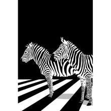 Lade das Bild in den Galerie-Viewer, Leinwandbild Zebras auf Zebrastreifen Hochformat