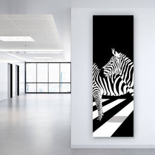 Lade das Bild in den Galerie-Viewer, Leinwandbild Zebras auf Zebrastreifen Panorama Hoch