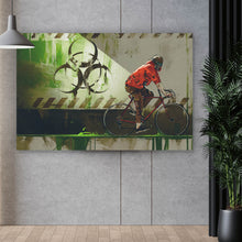 Lade das Bild in den Galerie-Viewer, Leinwandbild Zombie auf Fahrrad Querformat