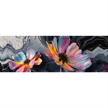 Lade das Bild in den Galerie-Viewer, Leinwandbild Abstrakte bunte Blumen Fluid Art Panorama
