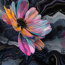 Lade das Bild in den Galerie-Viewer, Spannrahmenbild Abstrakte bunte Blumen Fluid Art Quadrat
