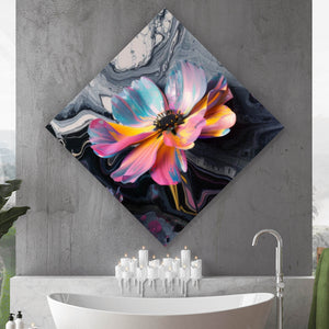 Poster Abstrakte bunte Blumen Fluid Art Raute