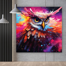 Lade das Bild in den Galerie-Viewer, Aluminiumbild Abstrakte dynamische Eule Quadrat
