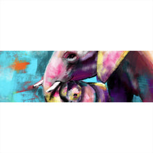 Lade das Bild in den Galerie-Viewer, Acrylglasbild Abstrakte Elefantenmutter mit Kalb Panorama

