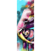Lade das Bild in den Galerie-Viewer, Spannrahmenbild Abstrakte Elefantenmutter mit Kalb Panorama Hoch
