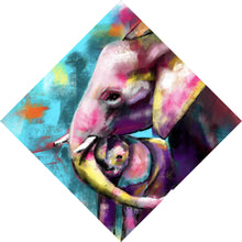 Lade das Bild in den Galerie-Viewer, Acrylglasbild Abstrakte Elefantenmutter mit Kalb Raute

