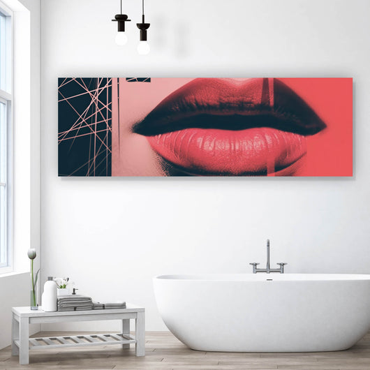 Leinwandbild Abstrakte Kunst mit Lippen und Schriftzug Panorama