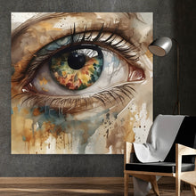 Lade das Bild in den Galerie-Viewer, Leinwandbild Abstraktes buntes Auge Aquarell Stil Quadrat
