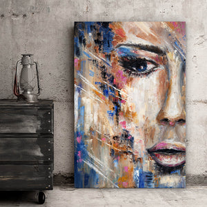 Aluminiumbild gebürstet Abstraktes Frauengesicht No.1 Hochformat