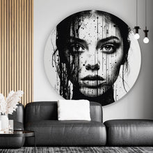 Lade das Bild in den Galerie-Viewer, Aluminiumbild gebürstet Abstraktes Frauenporträt Kreis
