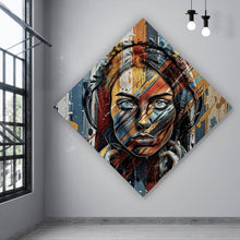 Lade das Bild in den Galerie-Viewer, Poster Abstraktes Frauenporträt mit Kopfhörern Raute
