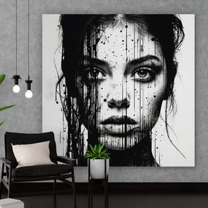 Aluminiumbild gebürstet Abstraktes Frauenporträt Quadrat