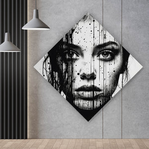 Aluminiumbild Abstraktes Frauenporträt Raute